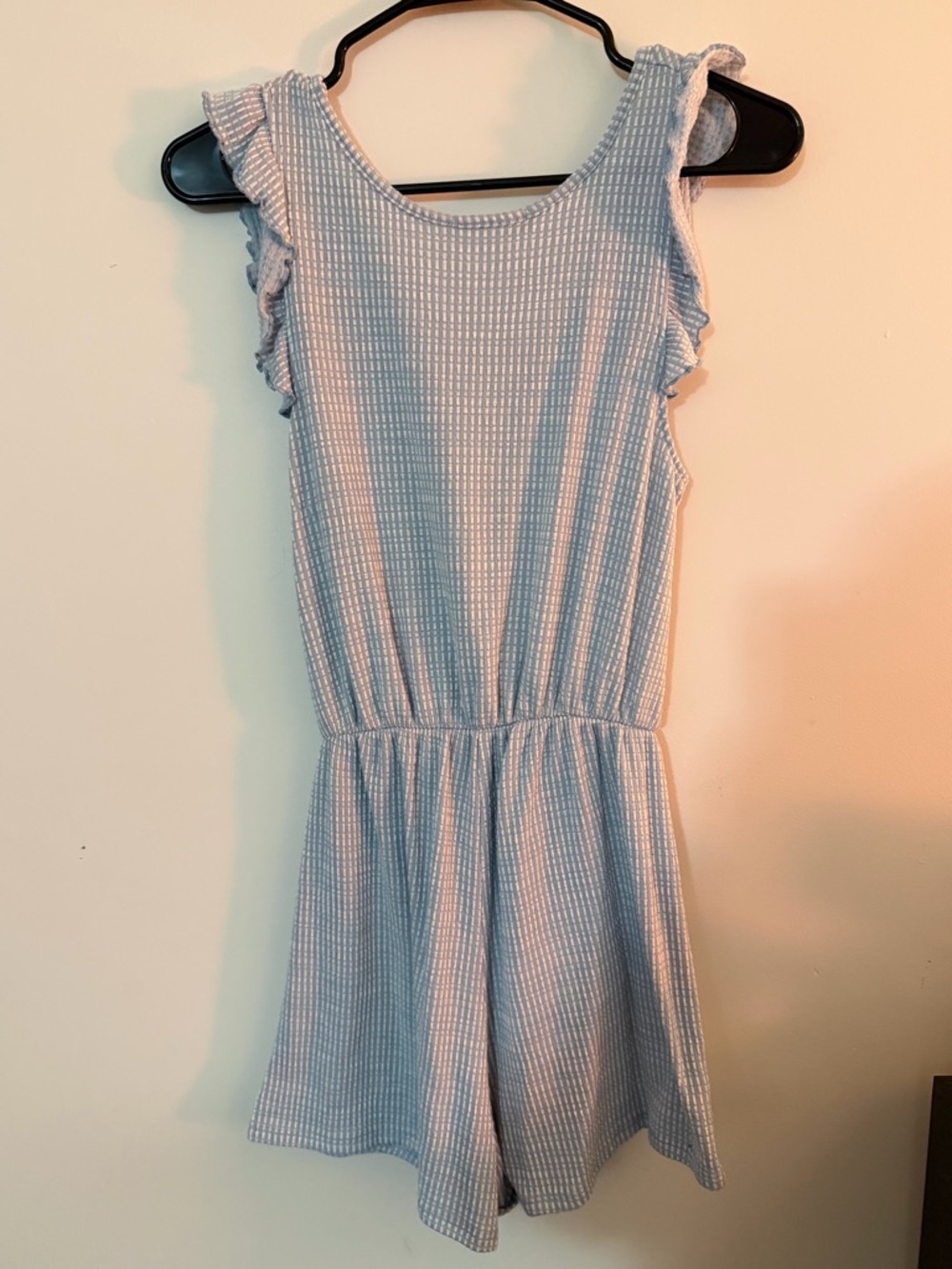 Caution To The Wind Blue and White Checked V-Neck Top - Picture 4 of 4